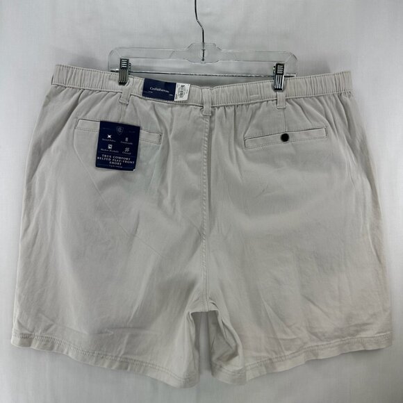 Croft & Barrow Short Mens 44 True Comfort Belted Flat Front Stretchy Soft Beige - Picture 2 of 8